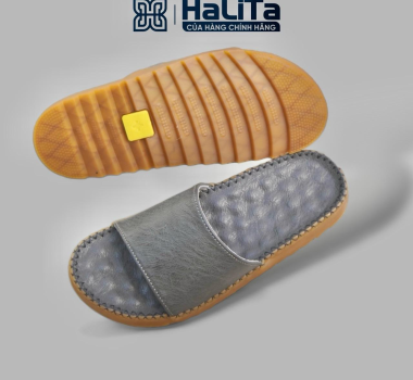 Dép Mát Sa Chân Da Nhúm HaLiTa, Quai Ngang Trơn , đế khâu chỉ chắc chắn , thiết kế răng cưa bám đường tốt. DéP Nam Đế Bằng Cao Su Nhung Slipper