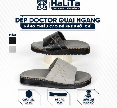 DéP Nâng Chiều Cao Gần 5cm Quai Ngang Halita Dành Cho Nam , Đế Cao Su Nhẹ Và Cao, Mặt Da Êm Chân , Khâu Chỉ Toàn Bộ