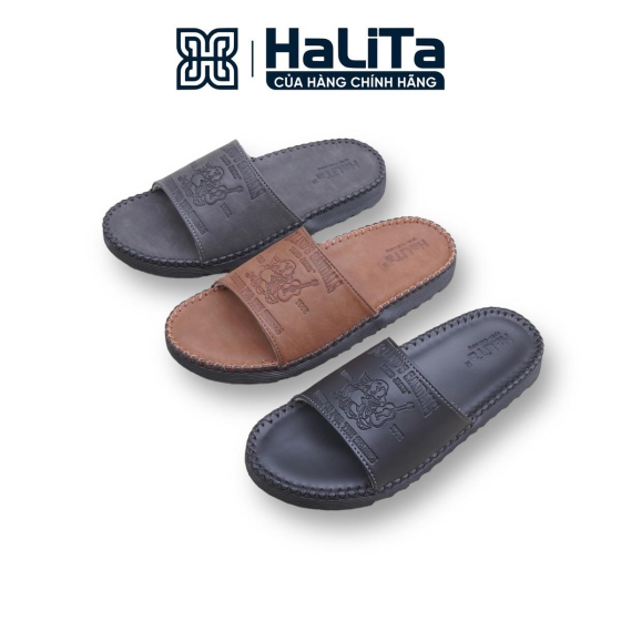 Dép Nam Đẹp Đi Mưa dập vân nổi Địa , Da Bò Sáp chống thấm nước , Đế Nhẹ Có Răng Cưa Chống Trơn Trượt , Mặt da êm chân khâu chỉ viền xung quanh. DéP Nam Đế Bằng.