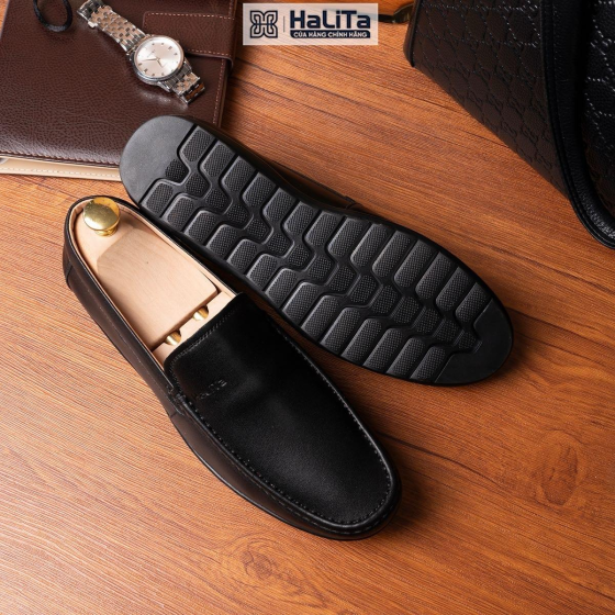 Giày Lười Nam Phong Cách Italy, Chất Liệu Da Bò Màu Đen Titan Mới - Shoes , Bảo Hành 12 Tháng.