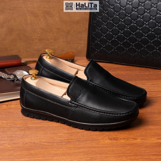 Giày Lười Nam Phong Cách Italy, Chất Liệu Da Bò Màu Đen Titan Mới - Shoes , Bảo Hành 12 Tháng.