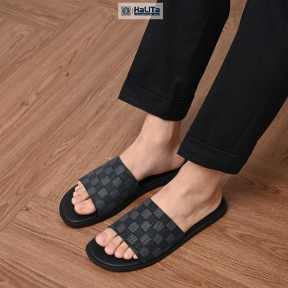 [Dép Luxury Caro] - Hàng Da Nappa Cao Cấp HaLiTa, Đề Cao Su Vân Nhám Chống Trơn Trượt