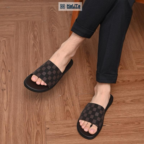 [Dép Luxury Caro] - Hàng Da Nappa Cao Cấp HaLiTa, Đề Cao Su Vân Nhám Chống Trơn Trượt