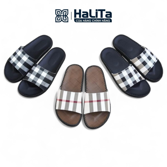 DéP LUXURY HALITA phiên bản Sang Trọng,thời trang Nam Nữ, Đế cao su nhẹ 1.5cm . Đế Bằng Slipper Nhung
