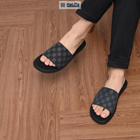 [Dép Luxury Caro] - Hàng Da Nappa Cao Cấp HaLiTa, Đề Cao Su Vân Nhám Chống Trơn Trượt