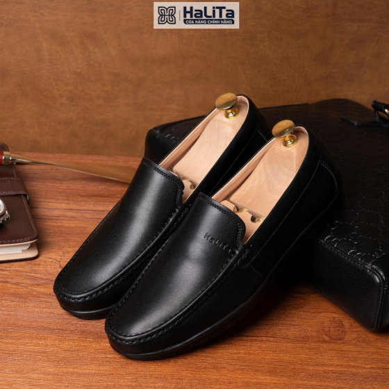 Giày Lười Nam Phong Cách Italy, Chất Liệu Da Bò Màu Đen Titan Mới - Shoes , Bảo Hành 12 Tháng.