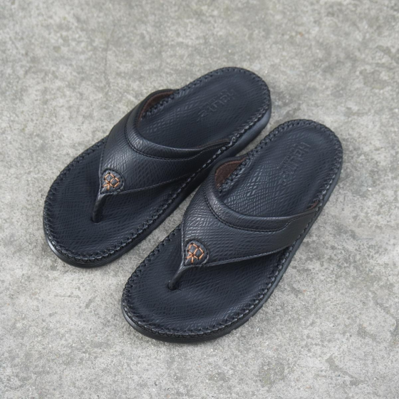 DéP Kẹp Nam Da Chống Nhăn , Đế Bằng Cao Su êm Chân , khâu dấu chỉ viền bền bỉ . Sandal Nhung Đồng