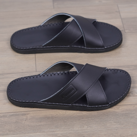 DéP Quai Chéo Thời Trang Halita dành cho Nam , đế cao su nhẹ 1.5cm , khâu chỉ toàn bộ . Đế Bằng