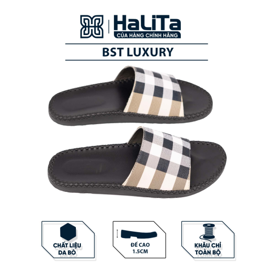 DéP LUXURY HALITA phiên bản Sang Trọng,thời trang Nam Nữ, Đế cao su nhẹ 1.5cm . Đế Bằng