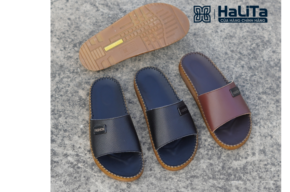 DéP Nam Doc Tờ Khoá Fashion Halita Đế Vàng , khâu chỉ toàn bộ , đế cao su nhẹ êm chân . Đế Bằng