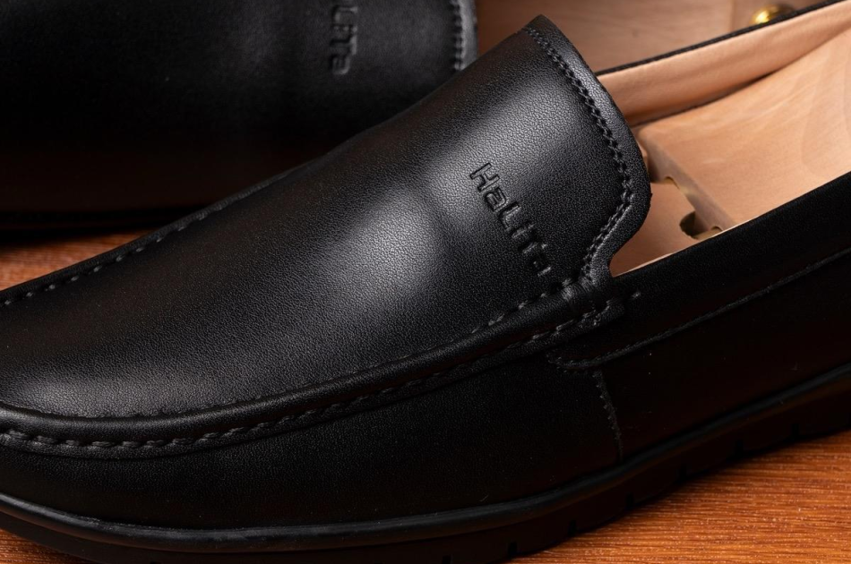 Giày Lười Nam Phong Cách Italy, Chất Liệu Da Bò Màu Đen Titan Mới - Shoes , Bảo Hành 12 Tháng.