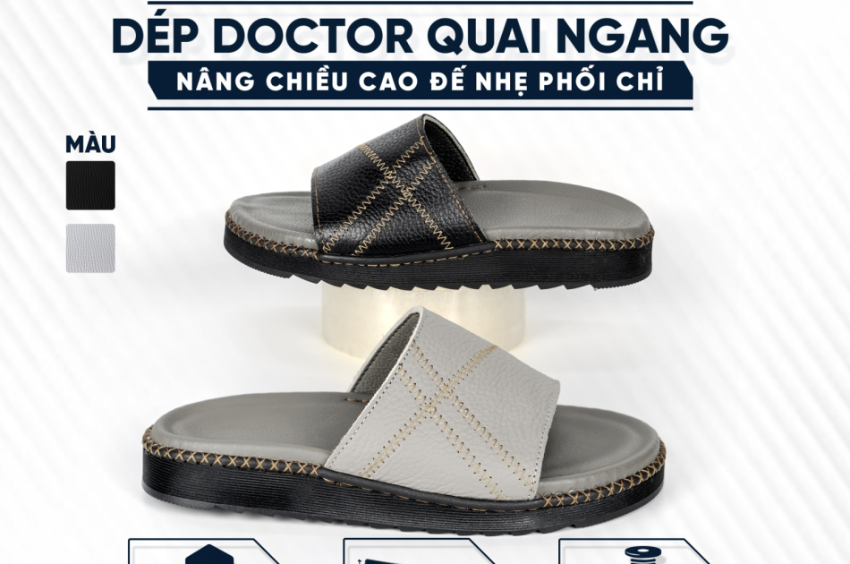DéP Nâng Chiều Cao Gần 5cm Quai Ngang Halita Dành Cho Nam , Đế Cao Su Nhẹ Và Cao, Mặt Da Êm Chân , Khâu Chỉ Toàn Bộ
